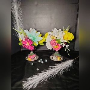 Set Spring Floral Candle Holder